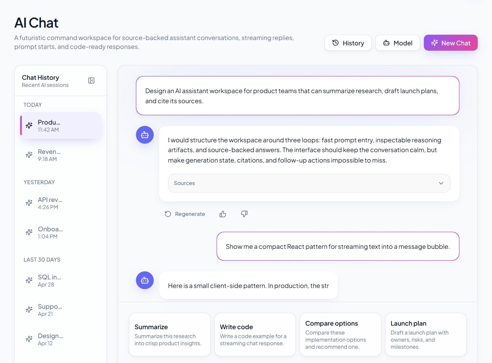 AI chat workspace