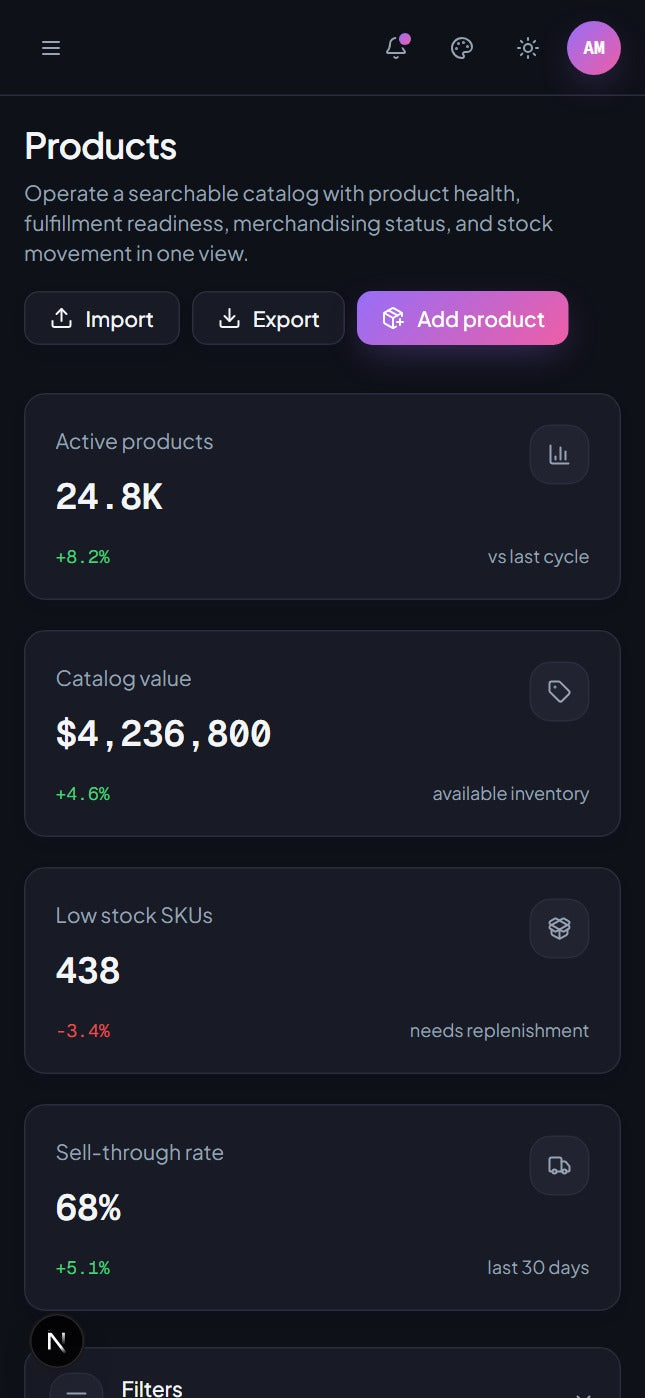 Mobile admin views