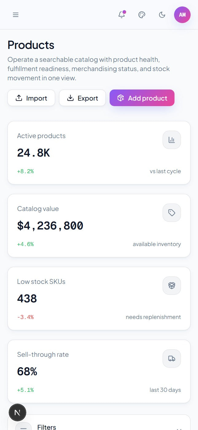 Mobile admin views